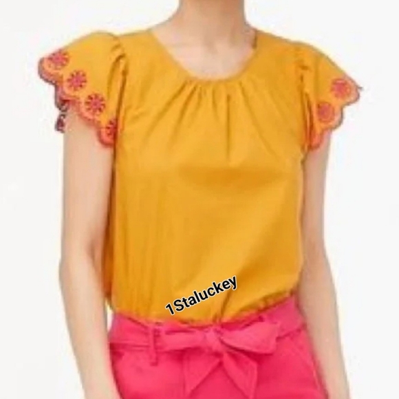 J. Crew Tops - J Crew Embroidered Eyelet Top sz L